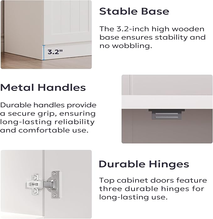 71" Pantry Cabinet with Charging Station, Tall Kitchen Pantry Storage Cabinet with Microwave Stand, Farmhouse Kitchen Hutch with Storage Drawer for Living Room, Dining Room, White