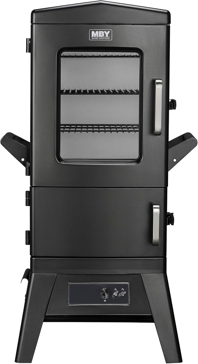 Digital Electric Smoker with Cover, LED Display Build in Meat Probe Large Capacity BBQ Smokers, 4 Racks Smoke More with 633 sq in Cooking Area