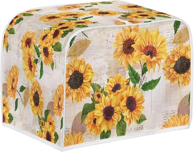 Vintage Sunflower Print Toaster Cover 4 Slice Dustproof Covers Small Appliance Cover Bread Maker Covers Dust Protection Kitchen Accessories