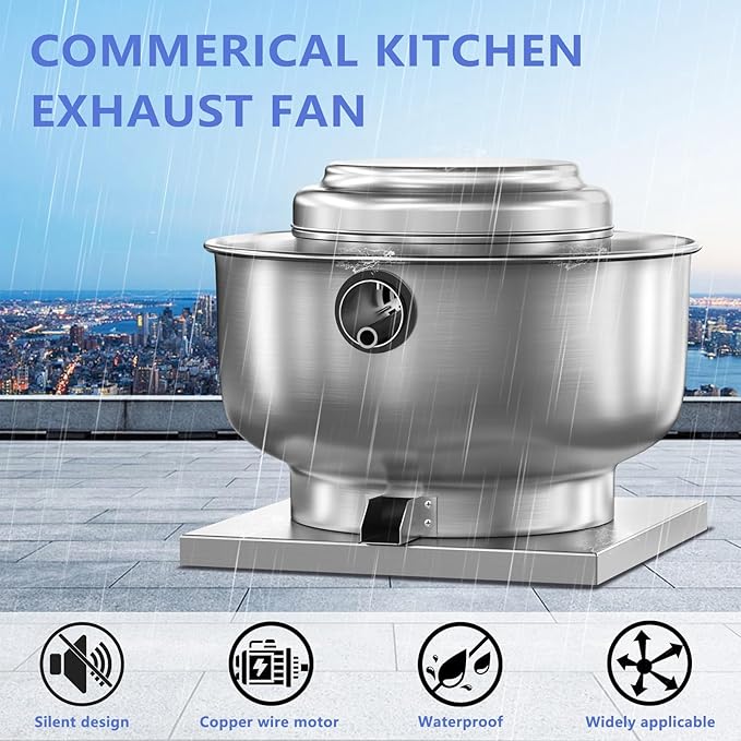 Food Truck Low Profile Exhaust Hood System Includes a 7FT Stainless Steel Commercial Exhaust Hood and an 0.5HP Restaurant Canopy Hood Grease Rated Exhaust Fan