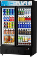 40 Cu.ft. Commercial Beverage Refrigerators Glass Door Refrigerator Upright Display Cooler with Soft LED Light and Adjustable Shelves for Restaurant Grocery Stores Home
