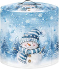 Xoenoiee Blue Christmas Tree Snowman Pattern Kitchen Appliance Dust Covers with Pockets, Electric Pressure Cooker Cover Compatible with Crock Pot, Rice Cooker Cover, for 8 Qt