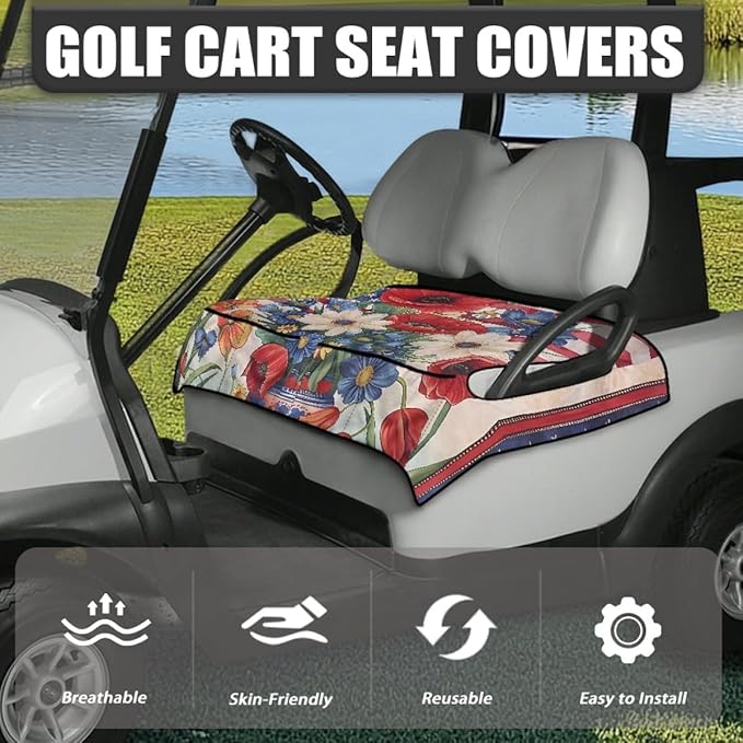 Golf Cart Seat Cover Cushion Designed to Protect Seats During Outdoor Use, Featuring Waterproof Layer and Soft Fabric