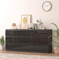 9 Drawers Dresser with Charging Station, Modern Large Dresser with 9 Handle Free Drawers, Wood Chest of Drawers for Bedroom, Living Room, Entryway, Hallway, Black