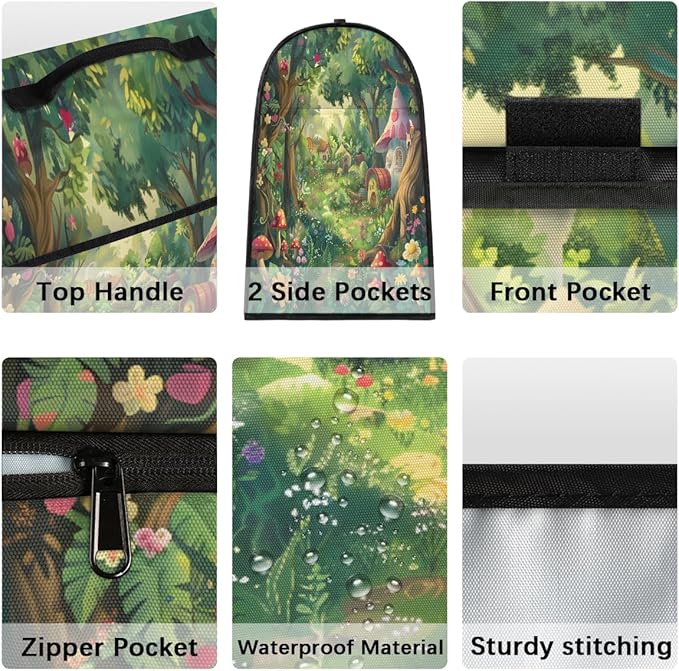 Kitchen Aid Mixer Cover Forest Castle Tree Stand Mixer Cover Compatible with 6-8 Quarts Stand Mixers, Dust Covers with Zipper Pocket Foldable Washable Kitchen Aid Organizer Bag
