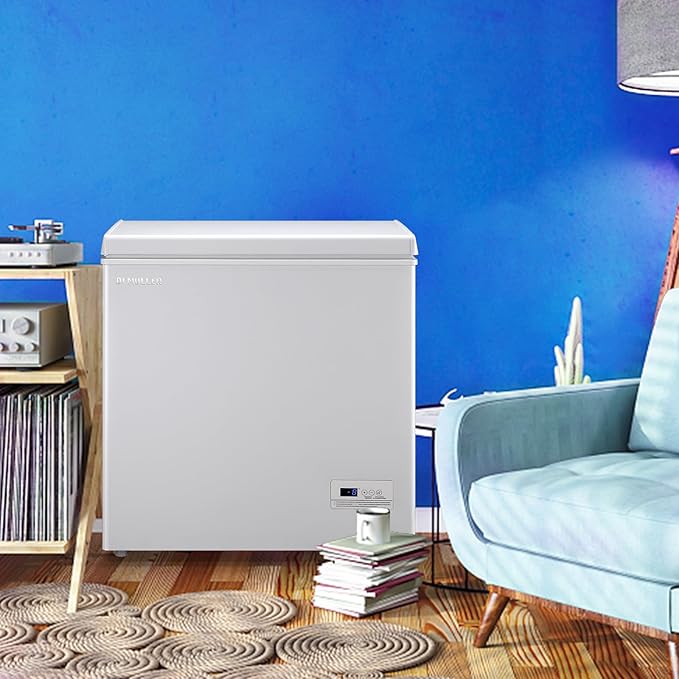 5.0 CU.FT Deep Freezer Top Open Door Compact Freezer Chest Freezer with Removable Storage Basket for Home Kitchen Garage White