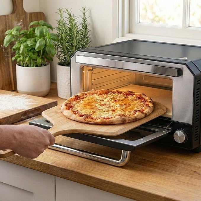 SIMOE Electric Pizza Oven for Indoor Use, 12 Inch Countertop Pizza Oven with Pizza Stone, 750℉ High Heat Pizza Maker, 6 Preset Modes, Touch Control Pizza Oven