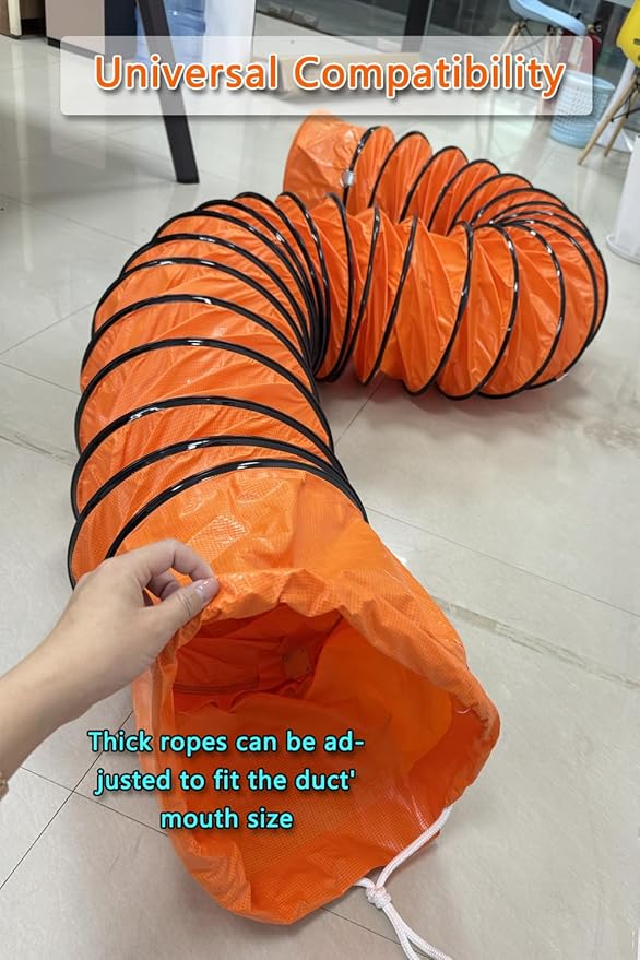 32FT PVC Flexible Duct Hose 10 Inch Duct Hosing with Adjustable Rope for Utility Blower Exhaust Fan Ducting Hose Folding exhaust duct Easy Storage【10 In*32Ft】
