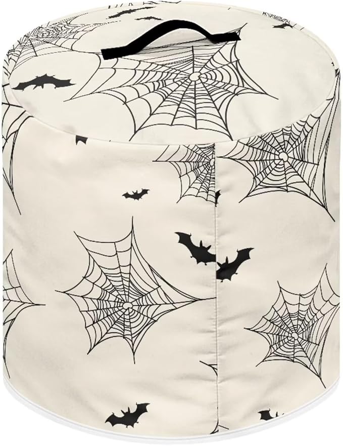 Kitchen Appliance Dust Cover for Portable Air Fryer Round Protective Bag with Top Handle and Storage Pocket 6 Quart Pressure Cooker Cover Halloween Cute Black Cat