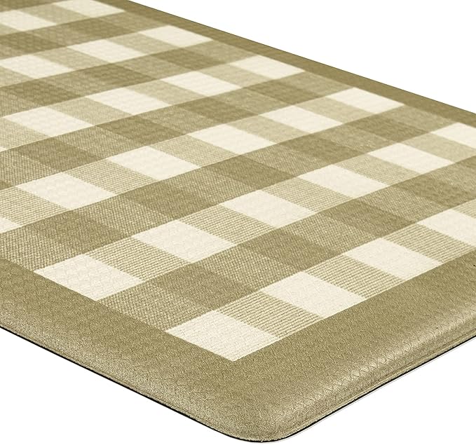 Anti-Fatigue Floor Comfort Mat - 18 x 30 Inch (Buffalo Check Taupe) - Waterproof Non-Slip Rug - Easy to Clean Cushioned Mat for Kitchen, Bathroom, Standing Desk & Office - Achim Home Decor
