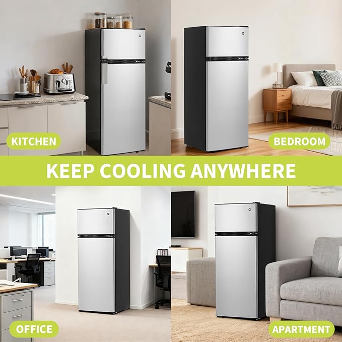 PioneerWorks 7.5 Cu.Ft Refrigerator with Freezer, 2 Door Fridge, 7 Settings Temperature Adjustable, Large Capacity, Food Storage or Cooling drinks,for Apartment,Bedroom,Dorm and Office