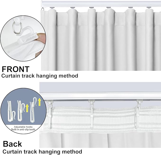 Room Divider Blackout Curtain Track Curtains Wall Dividers Panels Screen for Living Rooms Bedroom Office Privacy Partition Separation, W100 × L108 Inch,1 Panel, White