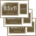 Homeforia 11x18 Bronze Diploma Frame with Photo, High End Metal 11 x 18 Certificate Frame with Mat for 8.5x11 Diploma and 5x7 Picture, 18x11 Award Graduation Frames, Tempered Glass, Wall Kit, Set of 3