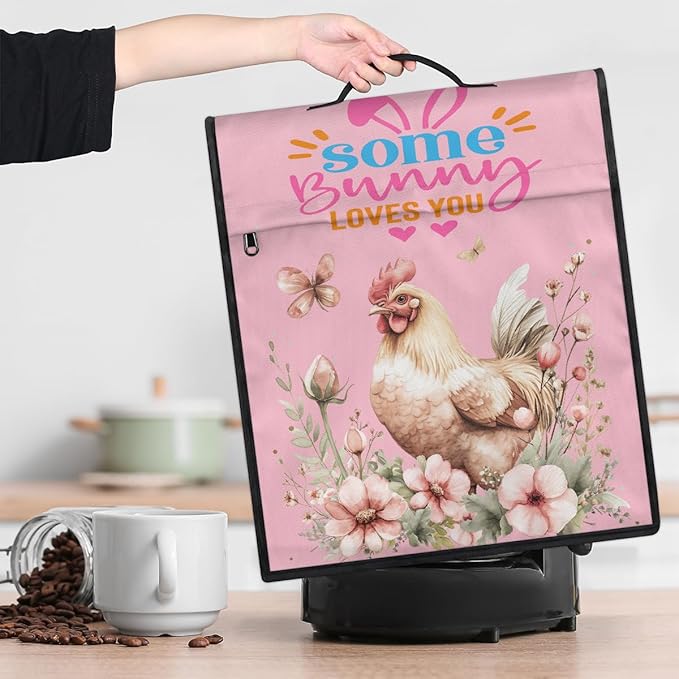 Kitchen Aid Mixer Cover Rooster Flower Floral Butterfly Stand Mixer Cover Compatible with 6-8 Quarts Stand Mixers, Dust Covers with Zipper Pocket Foldable Washable Kitchen Aid Organizer Bag