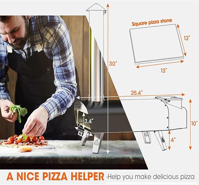 Mimiuo Outdoor Pizza Oven Wood Pellet 12" Pizza Ovens with Pizza Stone and Pizza Peel, Portable Wood-Fired Pizza Oven Pizza Stove for Backyard and Outside (Classic W-Oven Series)