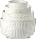 Ceramic Mixing Bowls, 27/53/84/162 oz, set of 4, Embossed large Mixing Bowl set, Serving bowls, Kitchen Dishware, Prep, Gift, Microwave and Dishwasher Safe, Modern Farmhouse Decor