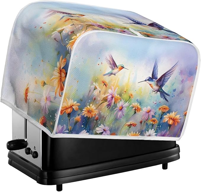 Hummingbird Daisy Print 4 Slice Toaster Cover for Home Waterproof Dustproof Fingerprint Protectors for Kitchen Small Appliance