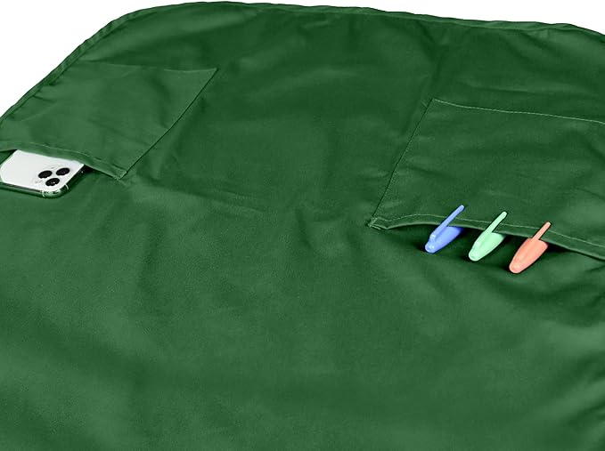 Apron Commercial Restaurant Home Bib Spun Poly Cotton Kitchen Aprons (2 Pockets) in Dark Green