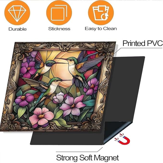 Stained Glass Hummingbird Dishwasher Cover, Flower Dishwasher Magnet Covers Decorative for The Front, Magnetic Refrigerator Cover Fridge Decal, Dish Washer Magnet Appliance Sticker, 23"X26"