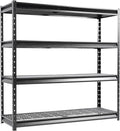 The Atlas 72" W Heavy Duty Garage Shelving Load 8000 Lbs, 4 Tier Metal Storage Shelves, Adjustable Industrial Steel Rack for Warehouse Basement Shop, 72" W x 24" D x 72" H, Black