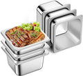 6 Pack Hotel Pans, 1/6 Size 4 Inch Deep Steam Table Pan, Stainless Steel Commercial Food Pan Anti Jam Steam Pan, Breading Trays for Hotel, Party, Buffet, Catering Supplies