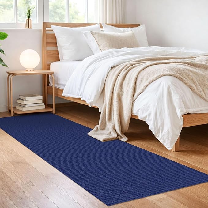 IOHOUZE Washable Runner Rug 2x6 Non Slip Runners for Hallways Entryway Runner Indoor, Kitchen Rugs Woven Cotton Floor Carpet for Kitchen Hall Entrance Bedroom, Royal Blue/Navy