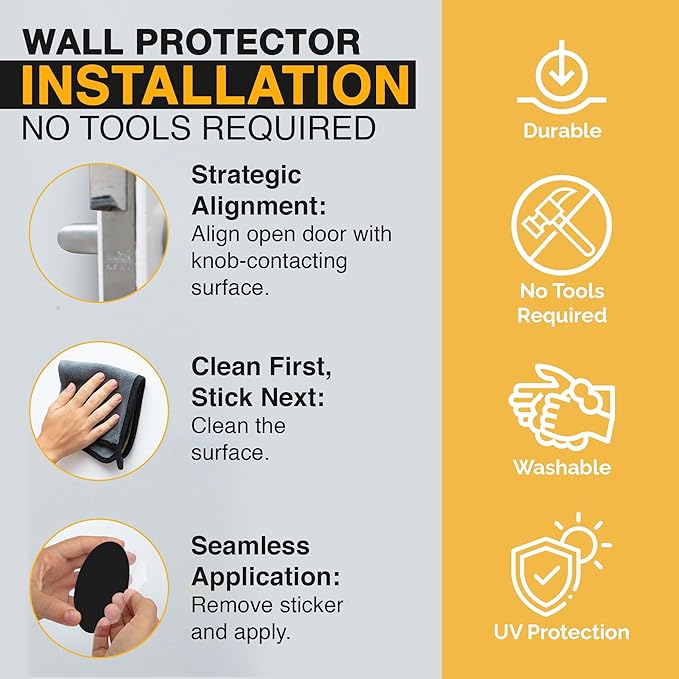 Ducki Wall Protectors - 4 Matte Black- Self Adhesive, Reusable Solution for Stopping Wall Damage & Noise from Doors, Refrigerator & More in Your Home & Office - Durable, Shock Absorbent, Discreet