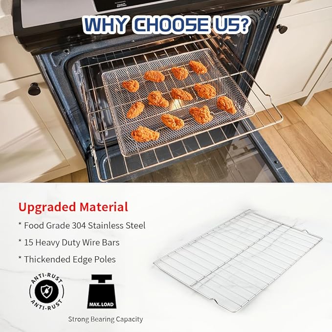 [Upgraded] Range Oven Rack WB48T10063 for GE/Kenmore Range Ovens, Rack-Flat, Replaces AP4538468, 1550790, AH2577619, EA2577619, 24'' Wide x16.9'' Deep (2 Pack)