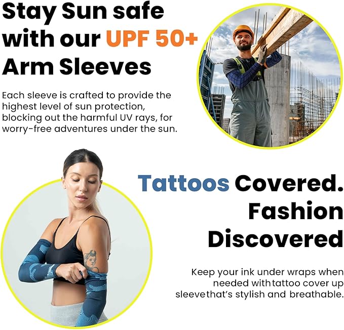 SPRYNG Statix Arm Sleeves for Men and Women Sun Protection Sports Sleeves for Tattoo Cover Gardening & Outdoor Use S to 3XL