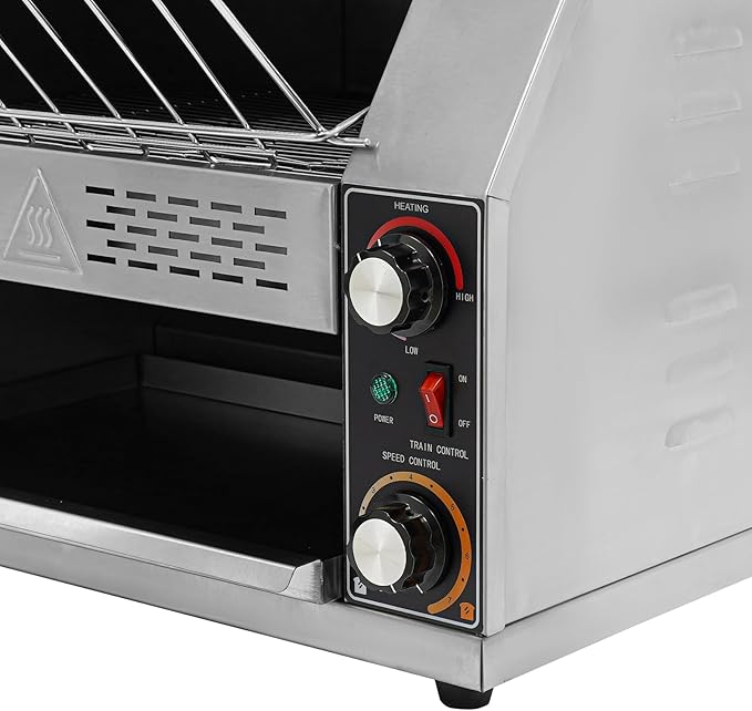 2400W Stainless Steel Countertop Bread Oven, Commercial Toaster Conveyor with Three Heating Modes & 7-Level Speed Control, 450 Slices/h, Rotating Toasters Oven for Toasting Bread, Sandwiches