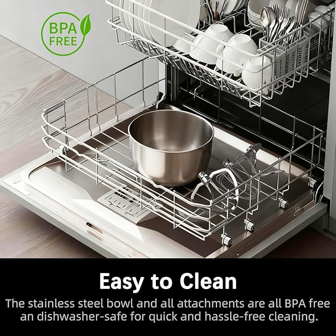 Stand Mixer, 9-Quart Stainless Steel Bowl, 660W Professional Power, Multiple Speed Options, Sturdy Design, Easy to Clean, Lifetime Support, SM-1550(Silver)