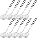 Geiserailie 10 Pieces 6 Pieces Hot Pot Kit Strainer Scoops Stainless Steel 2.5 Inch Mini Spider Strainer Skimmer Pasta Mesh Spoon Asian Skimmer Spoon Ladle with Handle for Home (Black)