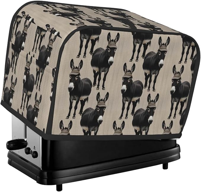 Funny Print 2 Slice Toaster Cover Funny Black Donkey, Dust & Fingerprint Protection, Washable Kitchen Small Appliance Cover
