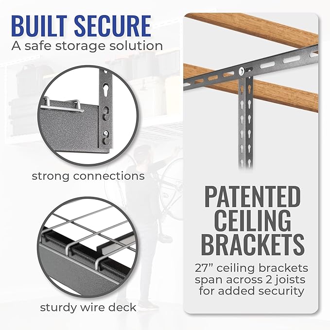 SafeRacks 4ft x 8ft Overhead Garage Storage Rack 2 Rack Pack