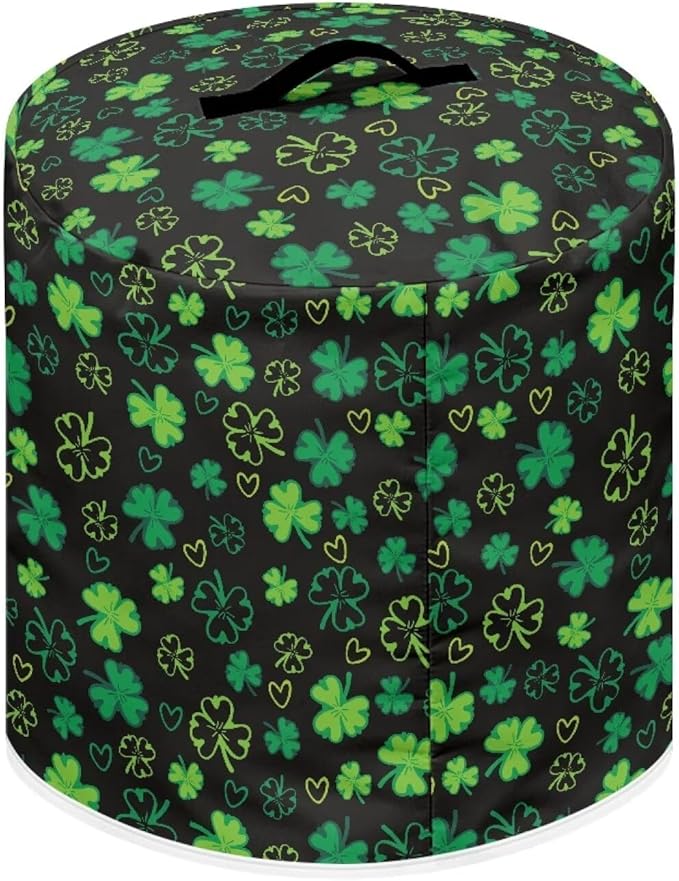 Xoenoiee Shamrock Black Print Kitchen Appliance Dust Cover with Pockets, Electric Pressure Cooker Cover Compatible with Crock Pot, Rice Cooker Covers for St.Patrick's Day Decor, for 6 Qt