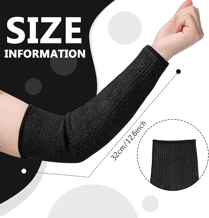 Sintege 3 Pairs Arm Protectors for Thin Skin and Bruising Cut Resistant Forearm Sleeve Level 5 Arm Burn Protection Sleeve(12.6 Inch,Black)
