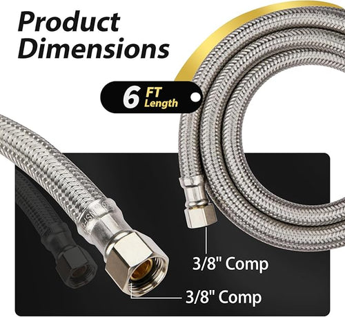 1 Pack Foskan 6FT Dishwasher Installation Kit,With Compression Connection,Stainless Steel Supply Line For Standard Dishwashers （6FT）