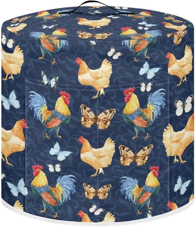 Flashideas Cartoon Chicken Pressure Cooker Cover with Storage Pocket Compatible with 8 10 Quart Instant Pot, Durable Rice Cooker Air Fryer Accessories, Waterproof Kitchen Appliances Dust Cover
