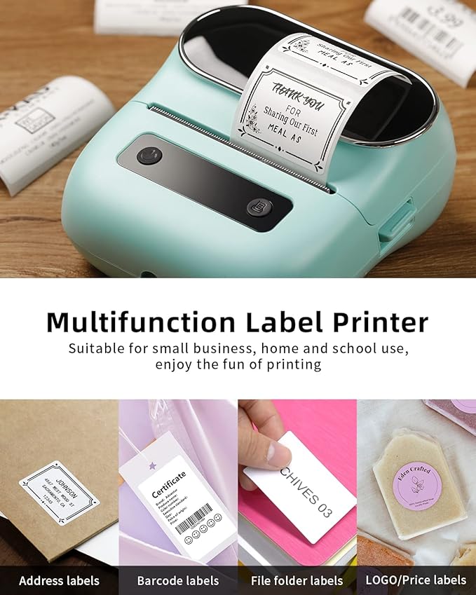 Phomemo M220 Label Maker - 3.14” Bluetooth Thermal Label Printer for Address, Barcode & Product Label, Portable Small Printer Compatible with Phone, Tablet & PC