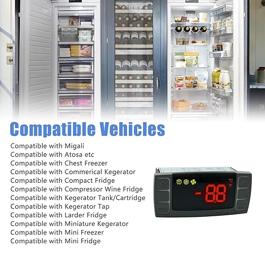 Temperature Controller XR06CX-4N1F1 Fit Commercial Refrigerators/Freezer 120V 50-60Hz Replace for Dixell Programmable Temperature Controller with Temperature Sensing Probe
