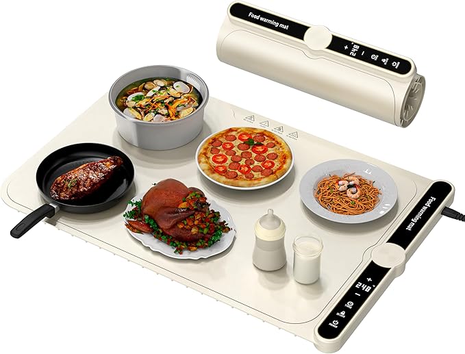 LYSXP 2025 Food Warming Mat, 15x23.6Inch 9-Level Temperature Adjustment, Multi-Functional Food Heater for Parties and Daily Use (Beige)