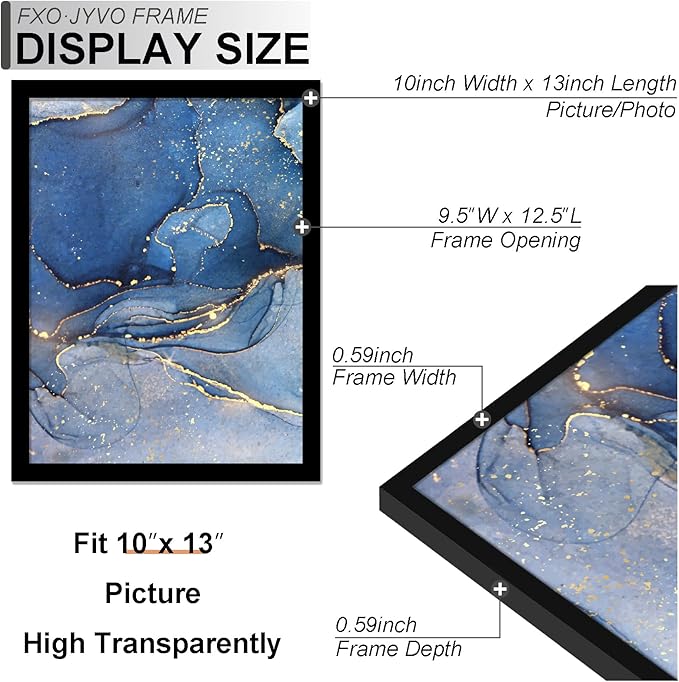 10x13 Picture Frame Set of 6, Black Frame for 10 x 13 Inch Picture Poster Photo, Light Weight and High Transparent 10 by 13 Frame for Wall - 6 Pack/Black/10 x13