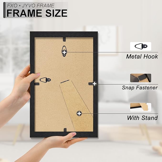 Engineered Wood 6x10 Picture Frame Set of 2, Black Frame for 6 x 10 Inch Picture Poster Photo, Light Weight 6 by 10 Frame with Wood-grain for Wall - 2 Pack/Black/6"x10"