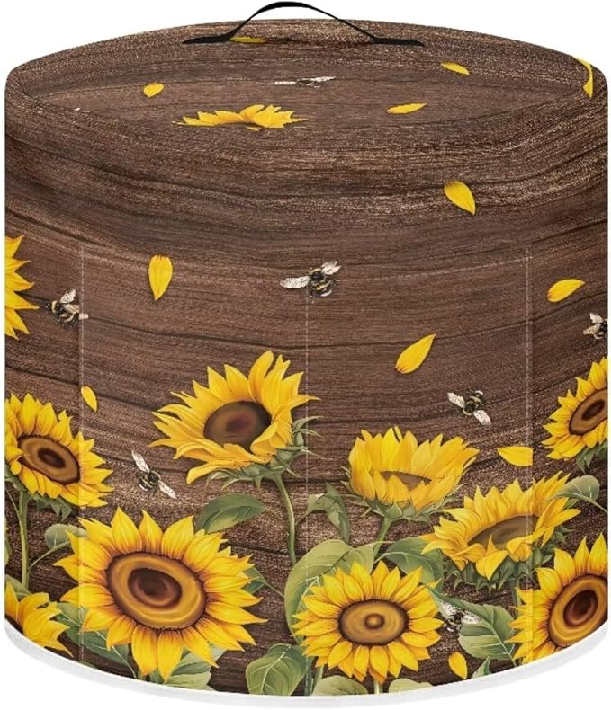 Flashideas Sunflower Print Dust Cover with Pocket for Instant Pot, Rice Cooker and Air Fryer, Round Pressure Cover Dust-Proof Stain Resistant Electric Appliance Cover Easy to Clean