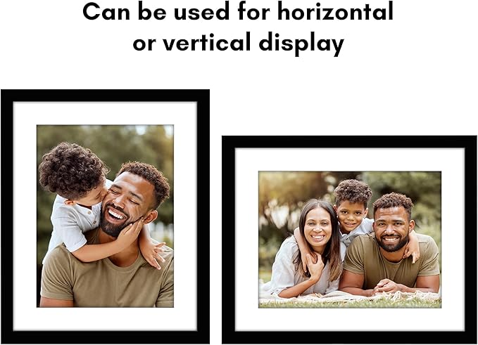 Americanflat 12x15 Picture Frame with Shatter-Resistant Glass - Use as 9x12 Frame with Mat or Display 12x15 Photo Without Mat - Signature Collection - Picture Frames for Wall Display - Black