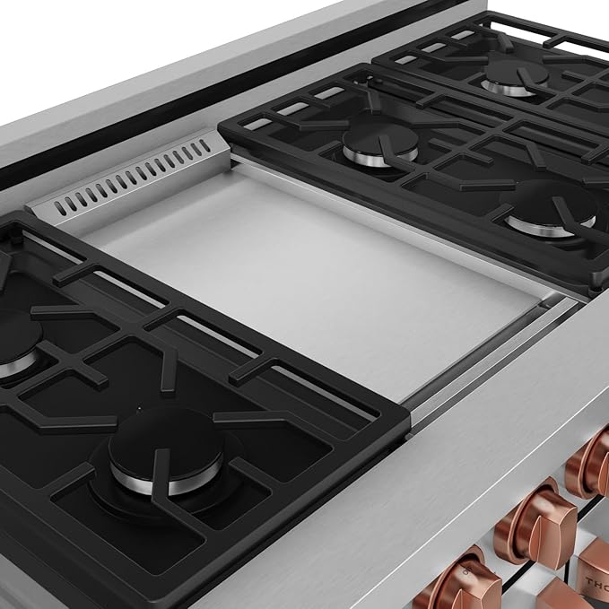 Gordon Ramsay by THOR Kitchen 48 Inch Professional Gas Range with Double Oven in Stainless Steel/Rose Gold