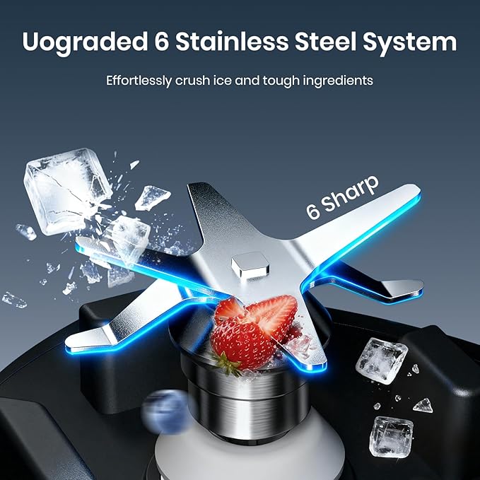 Blenders for kitchen, 1800W Smoothie Blender, Professional High Speed Countertop Blender with Stainless Steel Blades, 68-oz. Pitcher Ice Crushing & Frozen Fruit, BPA Free, Black