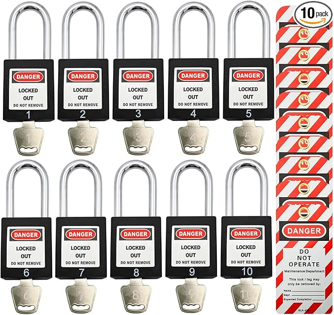 Lockout Tagout Locks, Safety Padlocks, Loto Locks Keyed Differently Lock Out Tag Out Device Plastic with Lockout TagOut Tags