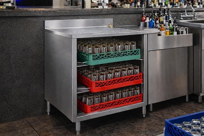 AmGood 22-1/2 in. x 24 in. x 30 in Stainless Steel Glass Rack Storage Cabinet with Rack Slides
