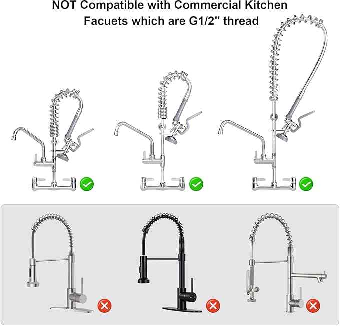 Commercial Sink Sprayer for Kitchen Sink: Akwadu Pre Rinse Spray Valve Head for Commercial Faucets - High Pressure Dish Sprayer Replacement for Restaurant Cleaning (Gray)